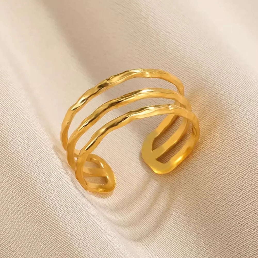 Elegant Stainless Steel Big Bloom Flower Rings