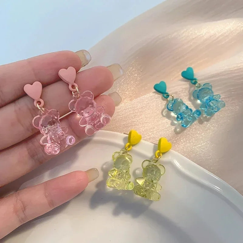 Cute Acrylic Candy Gummy Bear Dangle Earrings