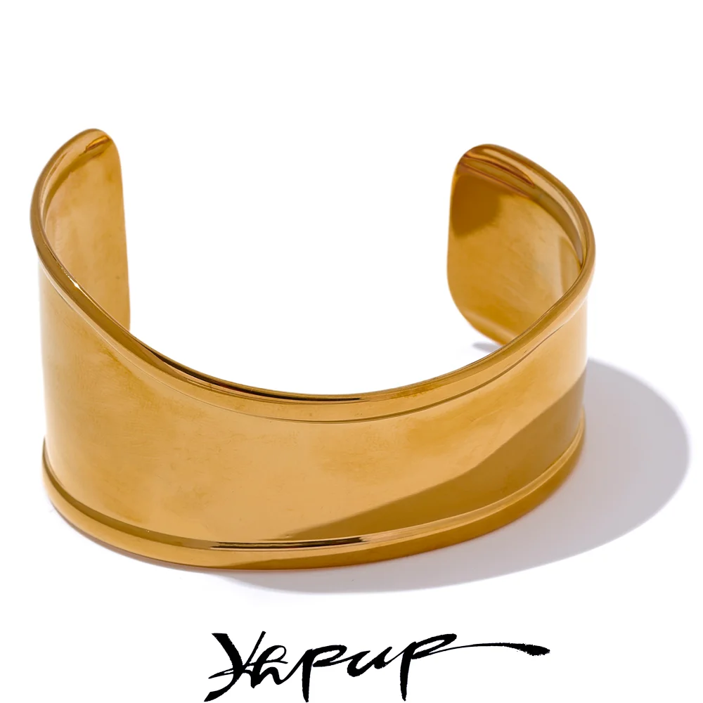 Stainless Steel Metal Wide Cuff Open Bracelet