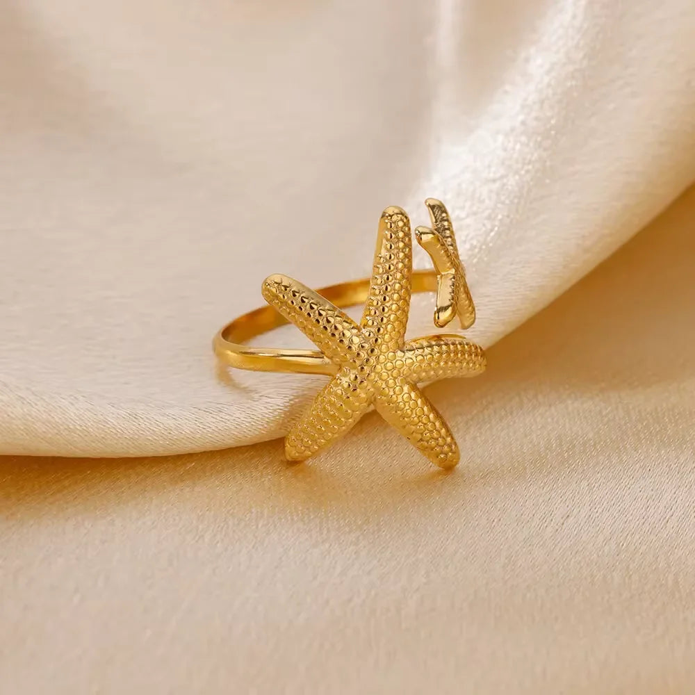 Elegant Stainless Steel Big Bloom Flower Rings