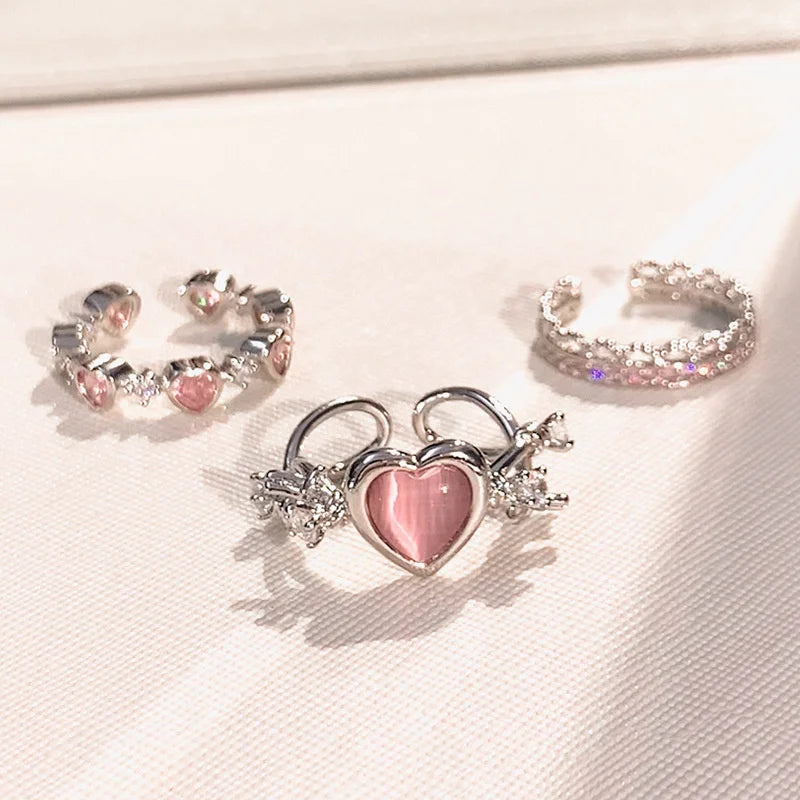 Love Heart Zircon Open Rings