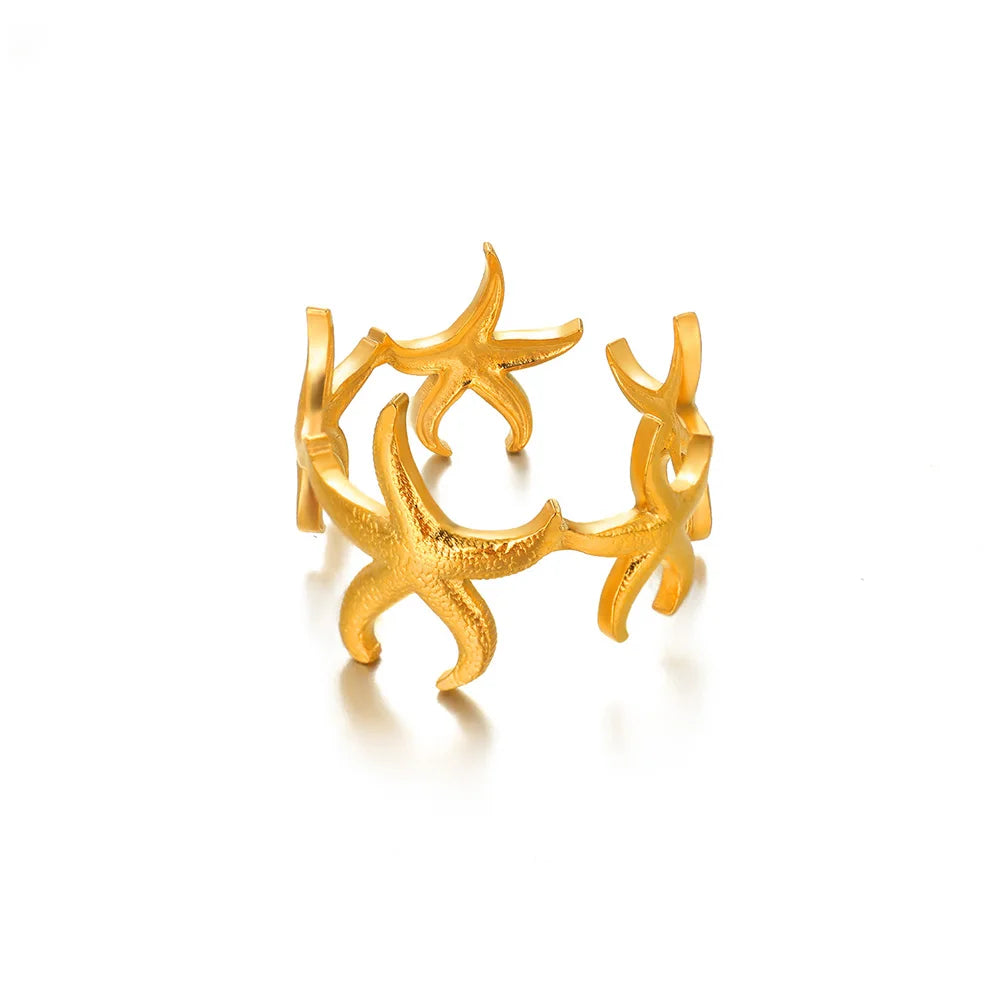 Elegant Stainless Steel Big Bloom Flower Rings
