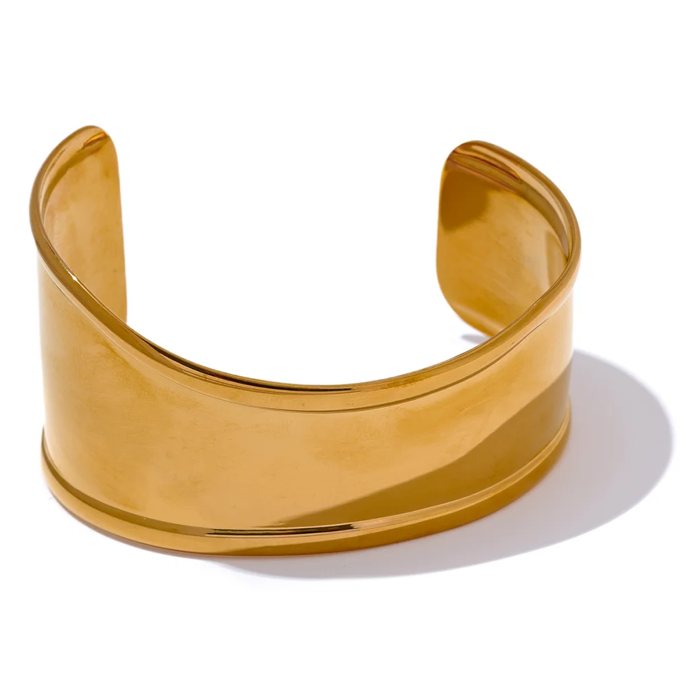 Stainless Steel Metal Wide Cuff Open Bracelet