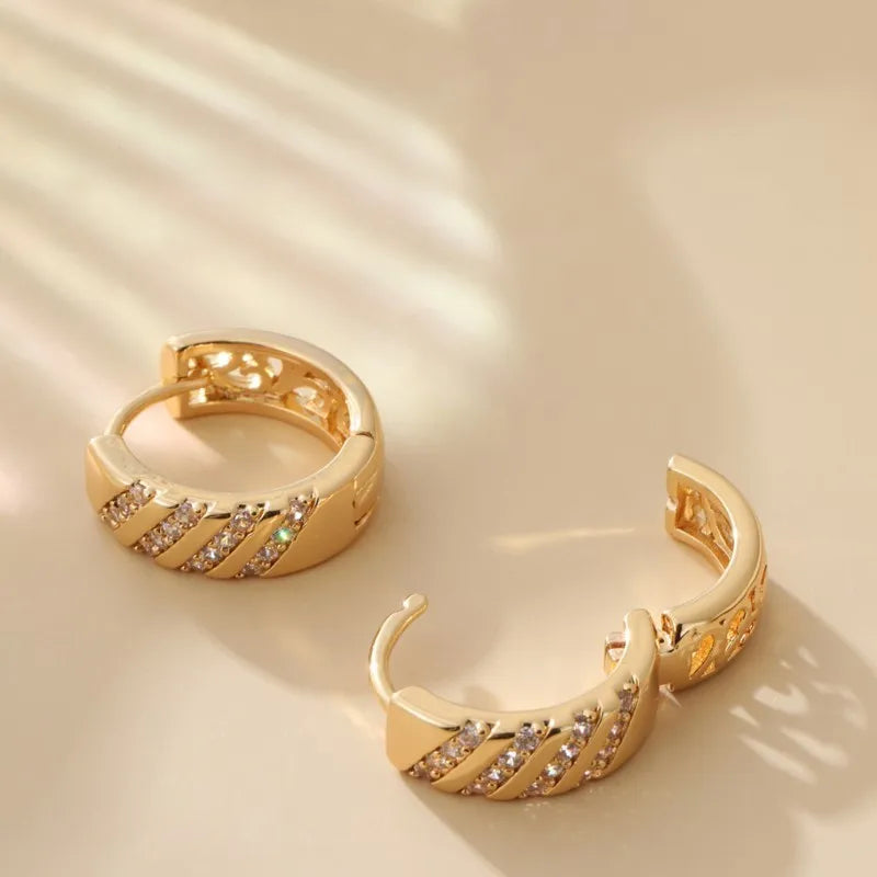 Gold-plated Zircon Hoop Earrings