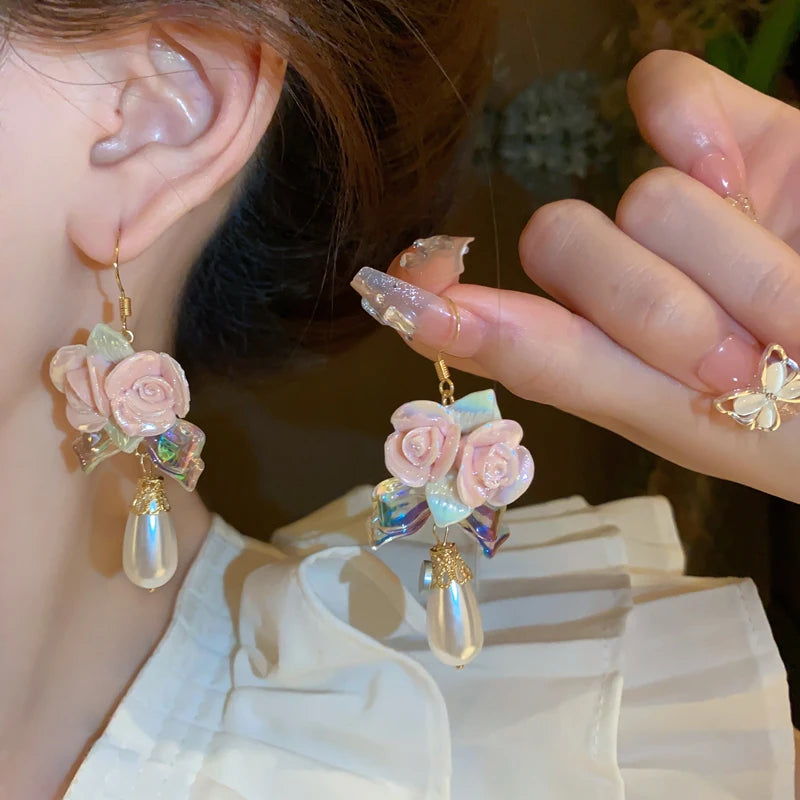 Valley Leaf Water Drop Resin Dangle Earrings