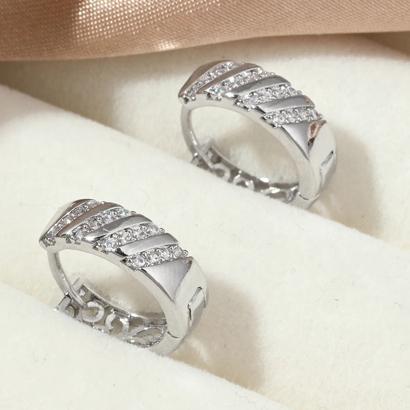 Gold-plated Zircon Hoop Earrings
