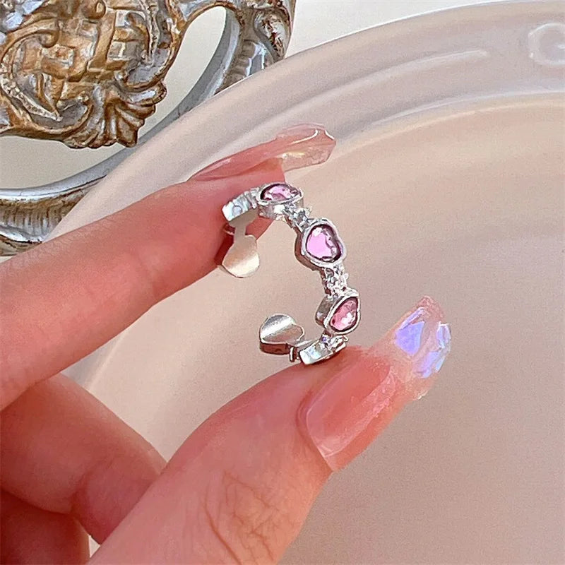 Love Heart Zircon Open Rings