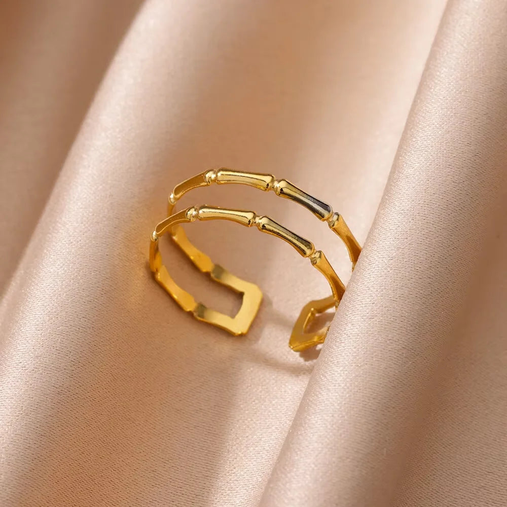 Elegant Stainless Steel Big Bloom Flower Rings