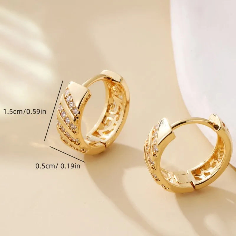 Gold-plated Zircon Hoop Earrings