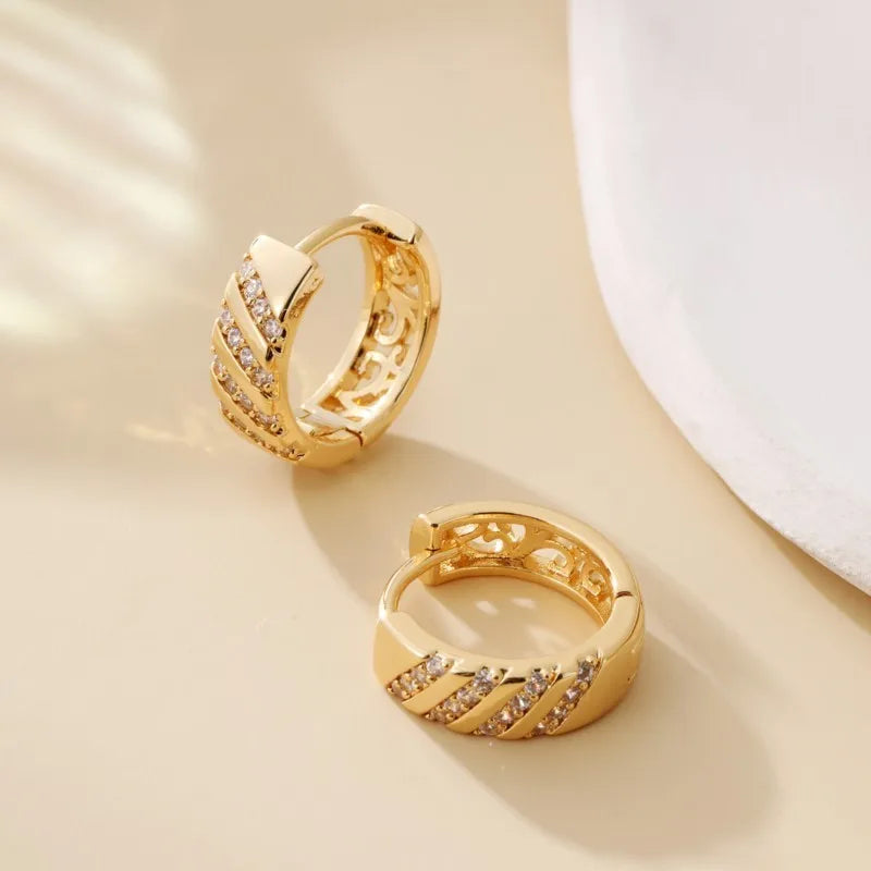 Gold-plated Zircon Hoop Earrings