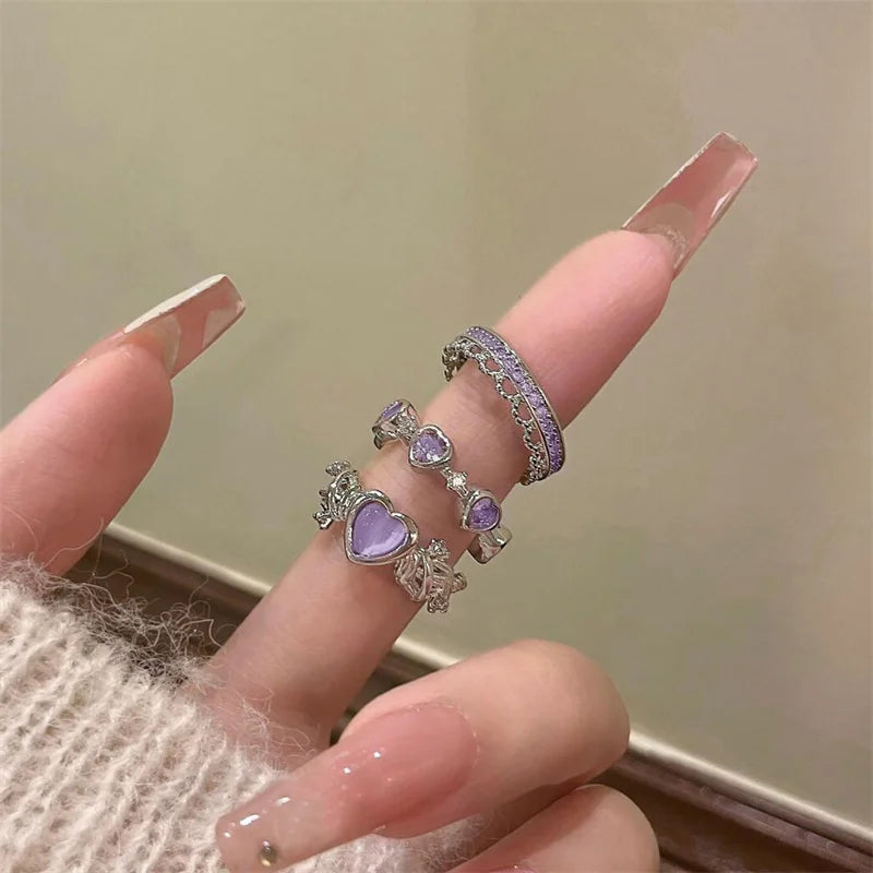 Love Heart Zircon Open Rings