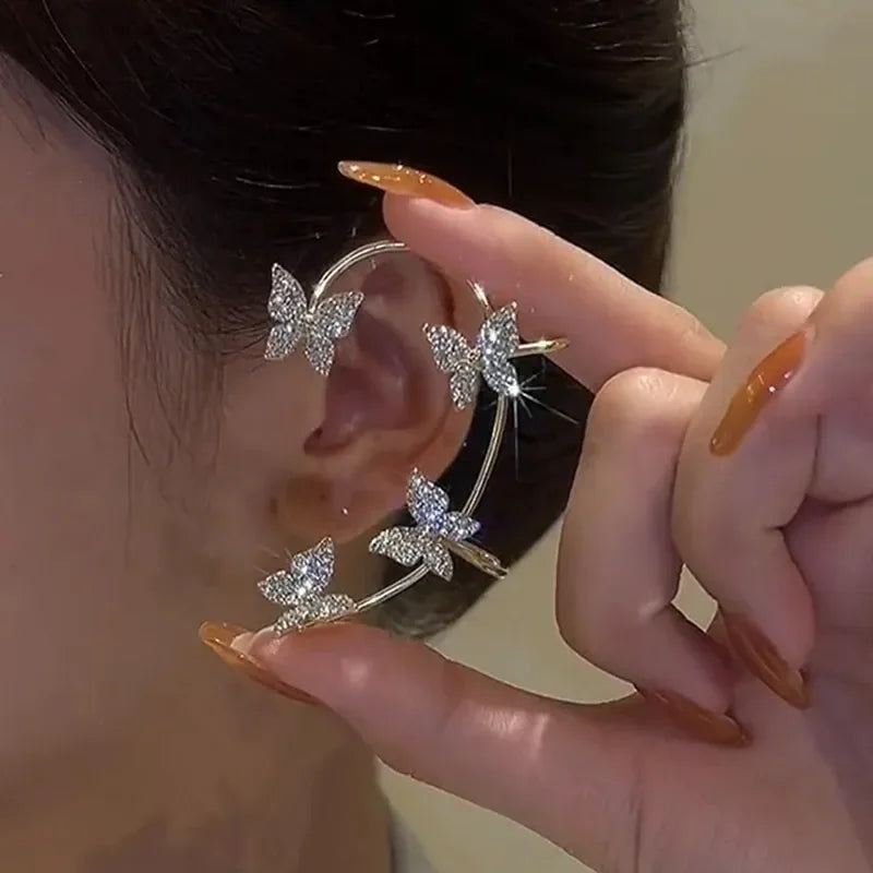Silver Plated Metal Butterfly Ear Clips