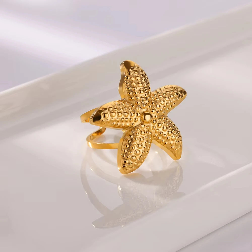 Starfish Shell Open Rings