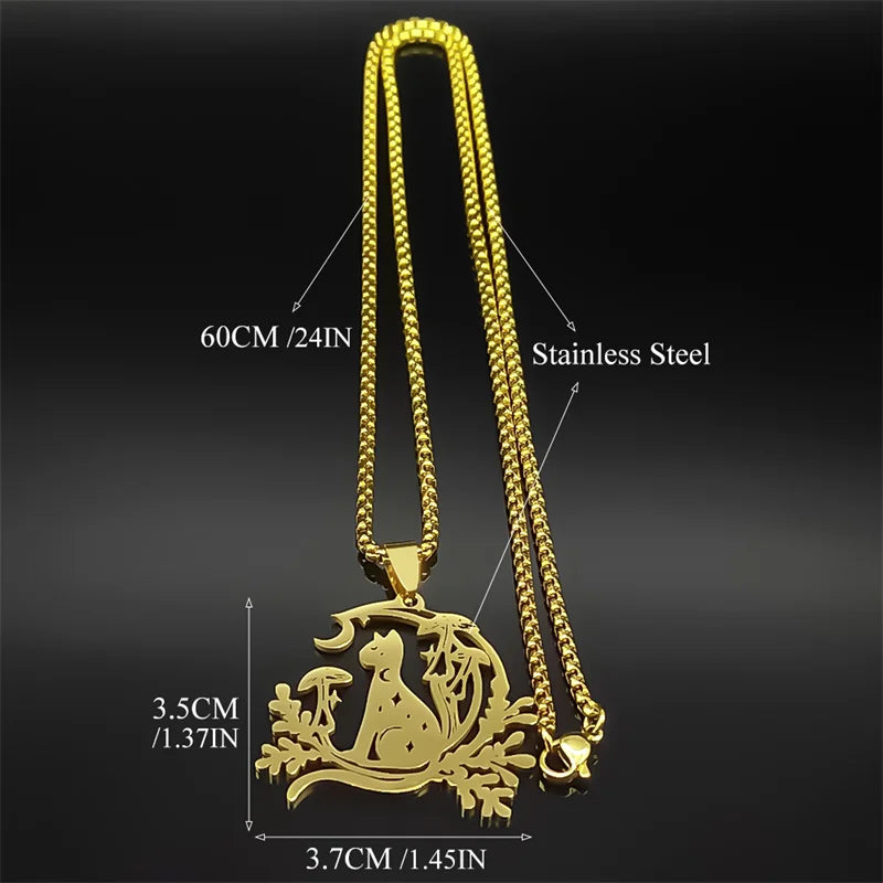 Night Witchcraft Black Cat Pendant Necklace