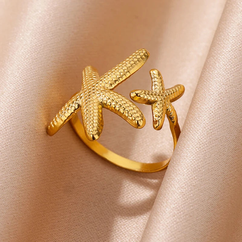 Starfish Shell Open Rings