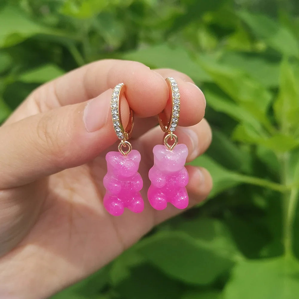 Cute Acrylic Candy Gummy Bear Dangle Earrings