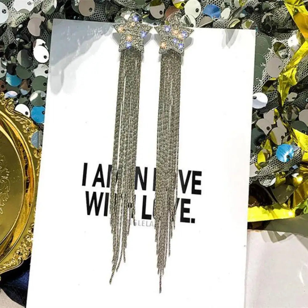 Zircon Butterfly Tassel Earrings