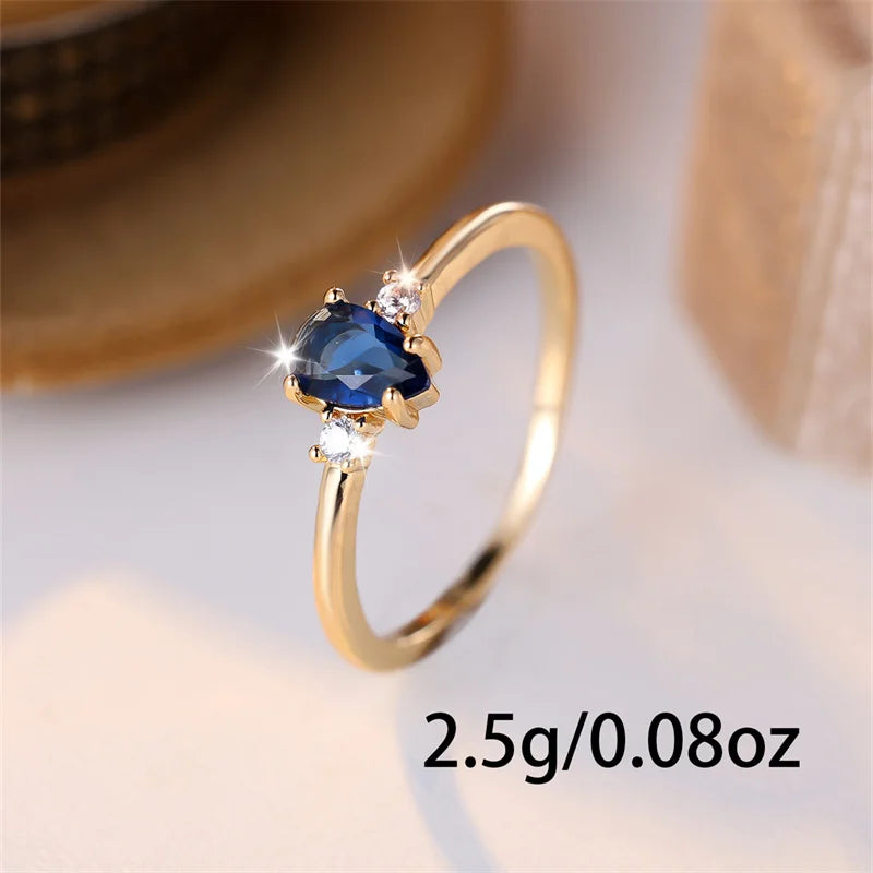 Minimalist Pear Cut Royal Blue Stone Rings