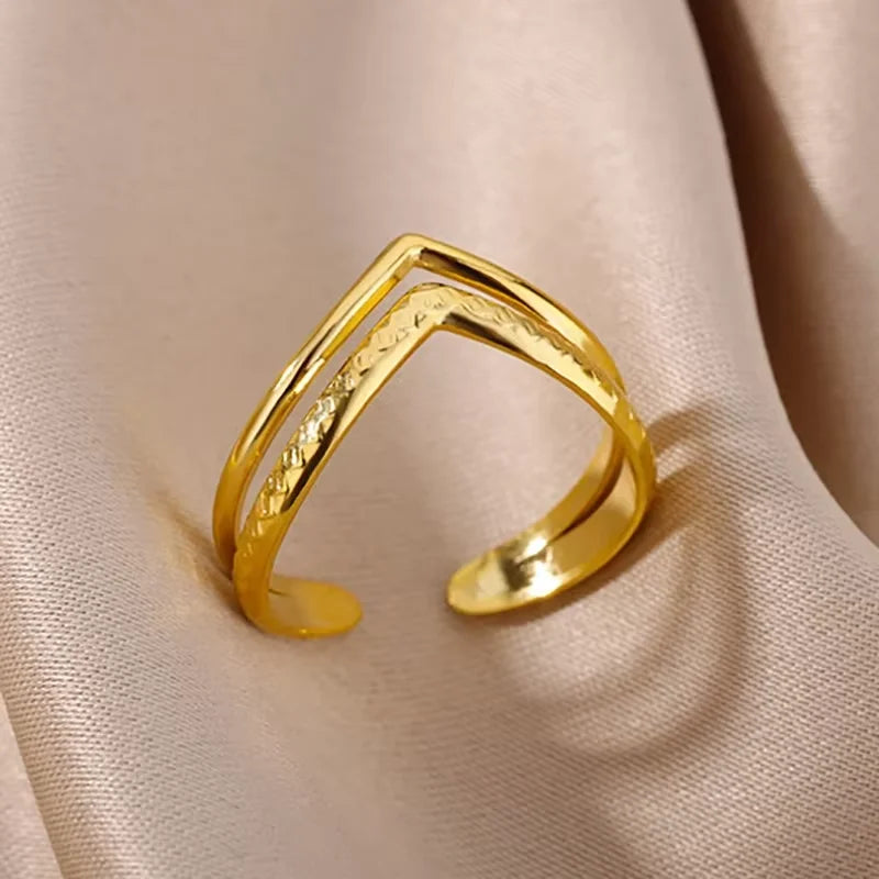 Elegant Stainless Steel Big Bloom Flower Rings