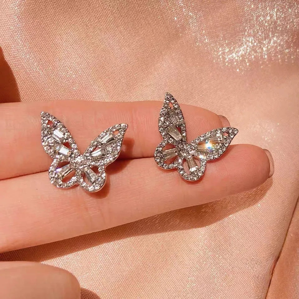 Zircon Butterfly Tassel Earrings