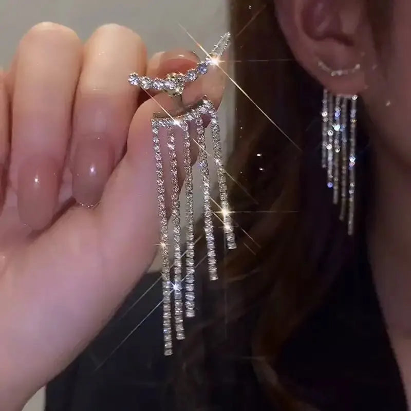 Zircon Butterfly Tassel Earrings