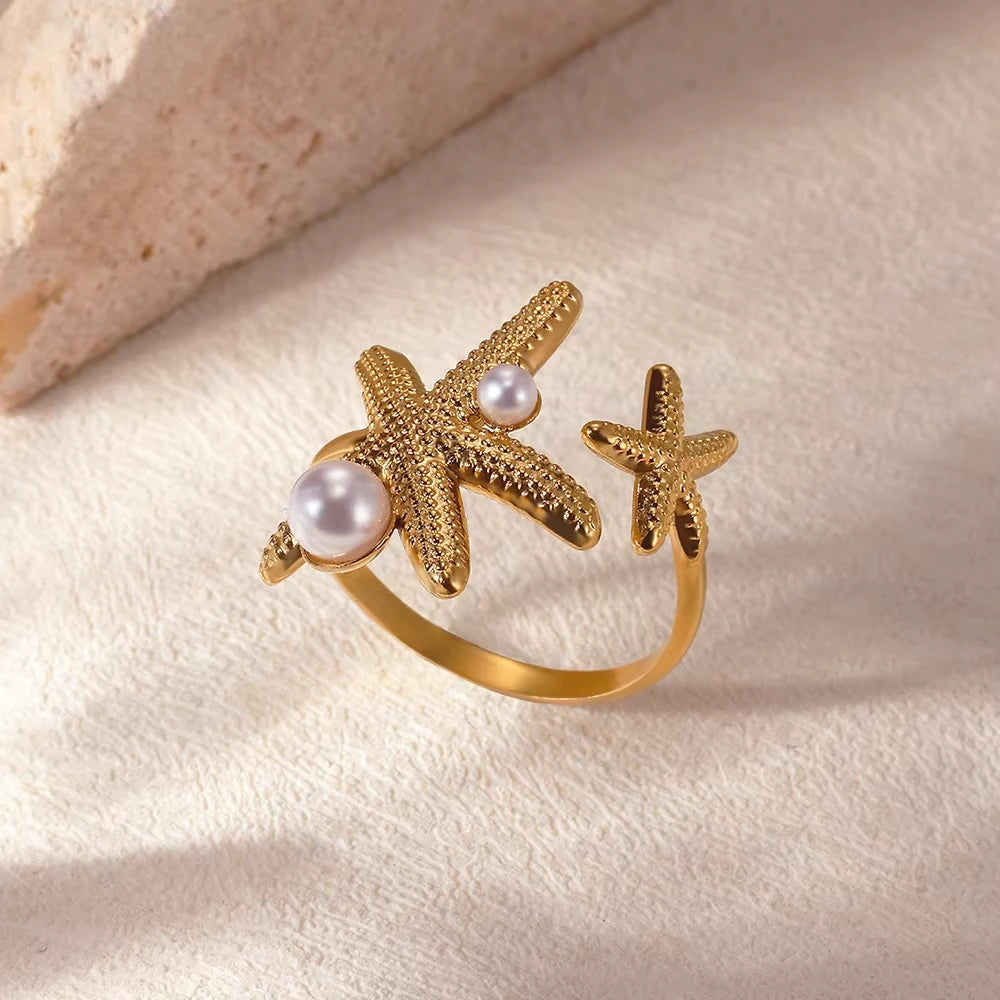 Starfish Shell Open Rings