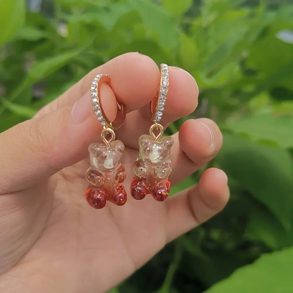 Cute Acrylic Candy Gummy Bear Dangle Earrings