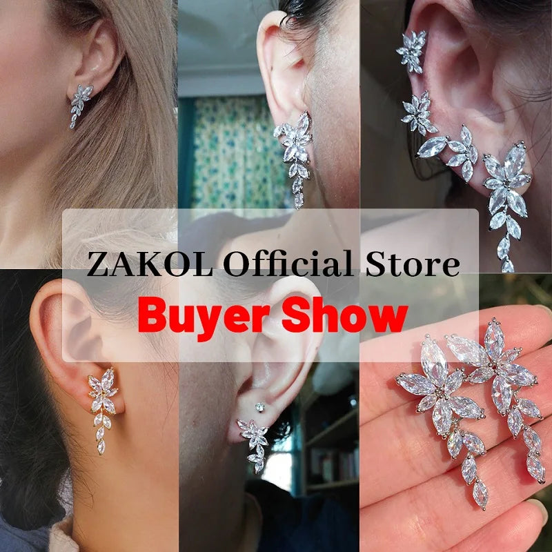 Leaf Zircon Earrings