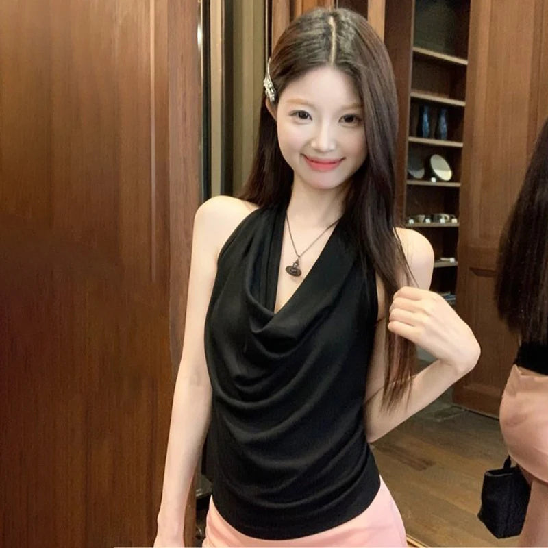 Pure Swing Collar Halter Sleeveless Slim Tank Top
