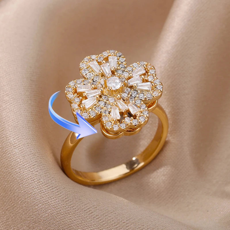 Four Clover Rotating Anxiety Rings