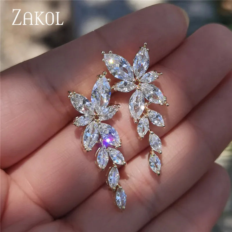 Leaf Zircon Earrings