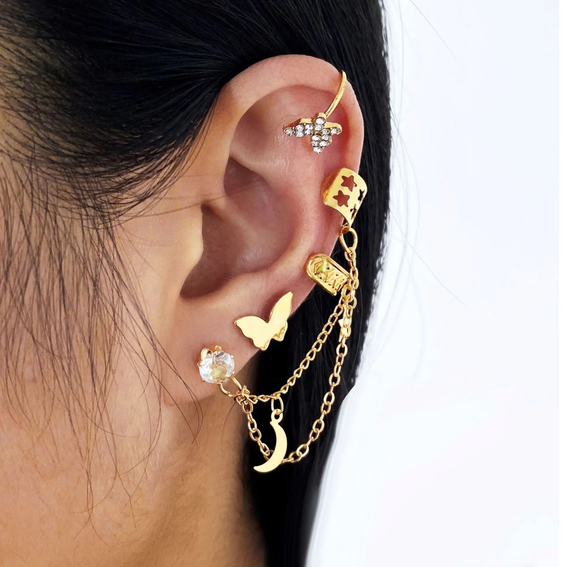 Silver Plated Metal Butterfly Ear Clips