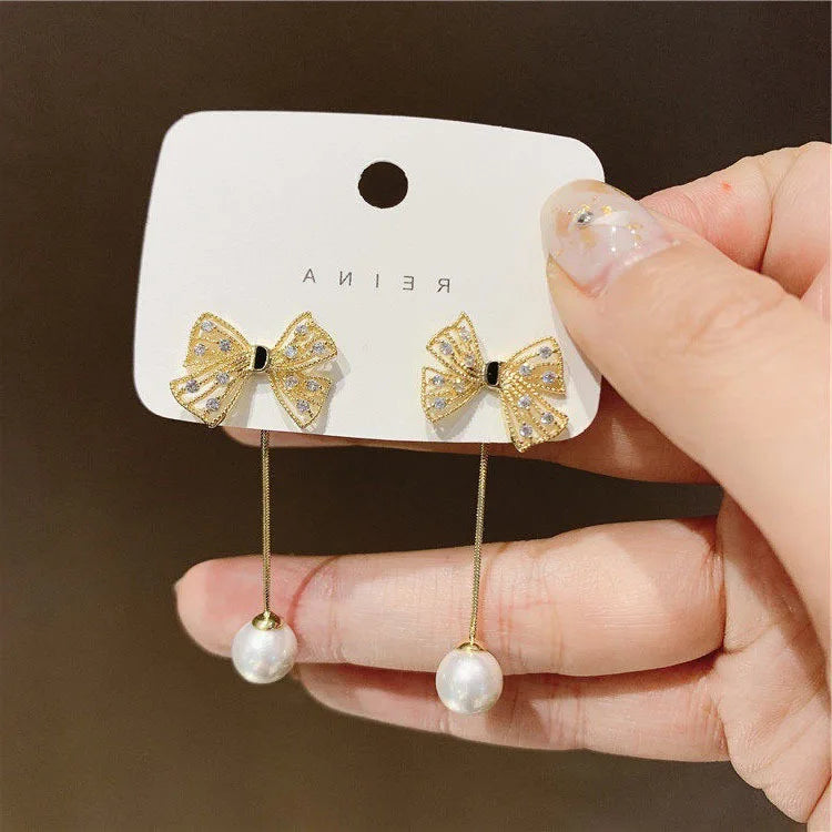 Zircon Butterfly Tassel Earrings
