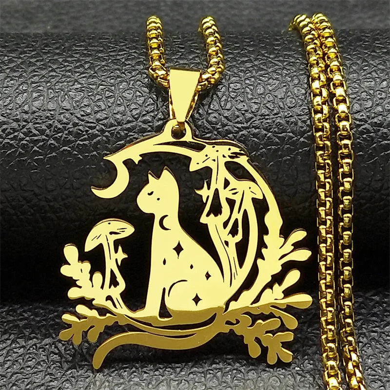 Night Witchcraft Black Cat Pendant Necklace