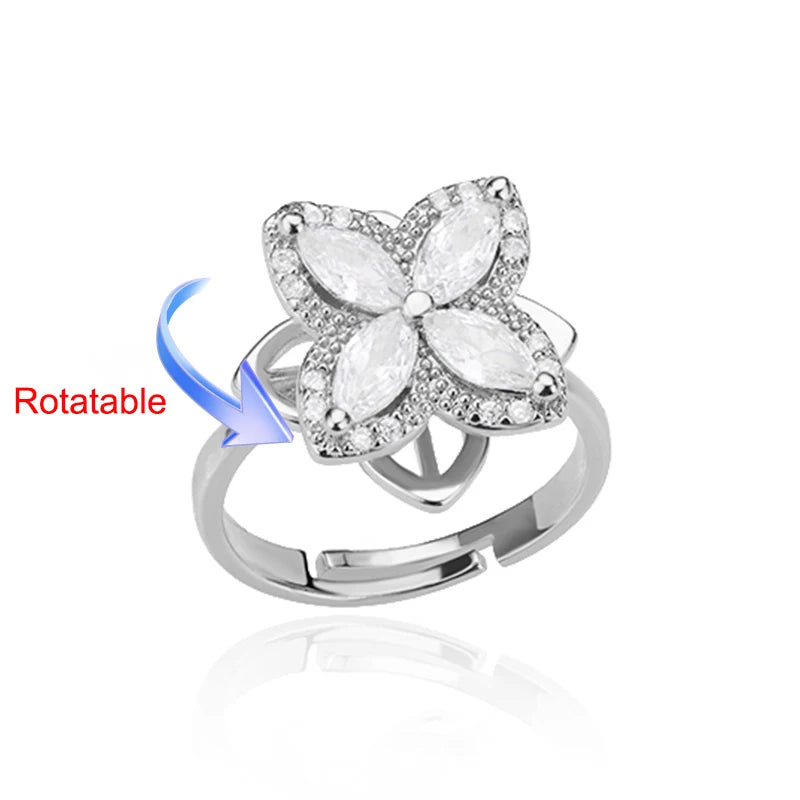 Four Clover Rotating Anxiety Rings