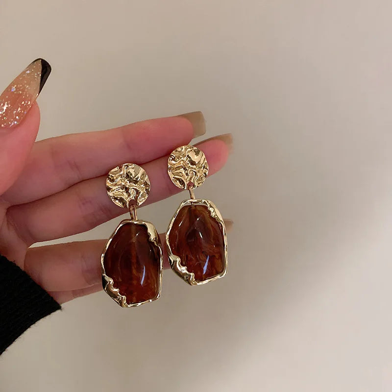Zircon Square Stone Earrings