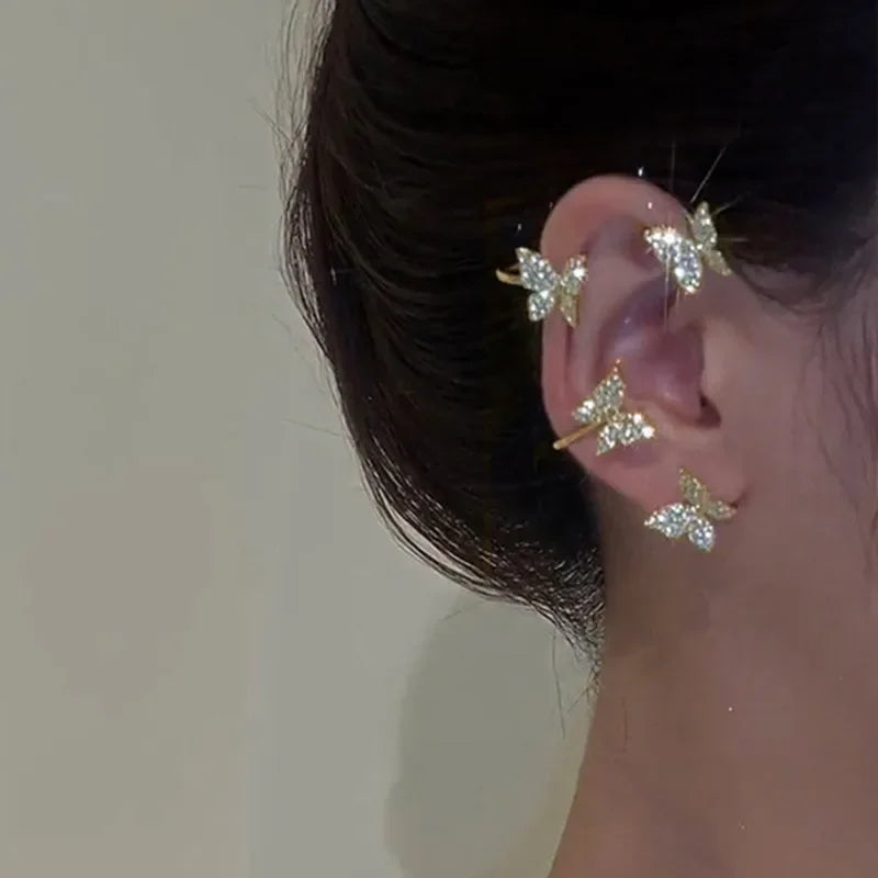 Silver Plated Metal Butterfly Ear Clips