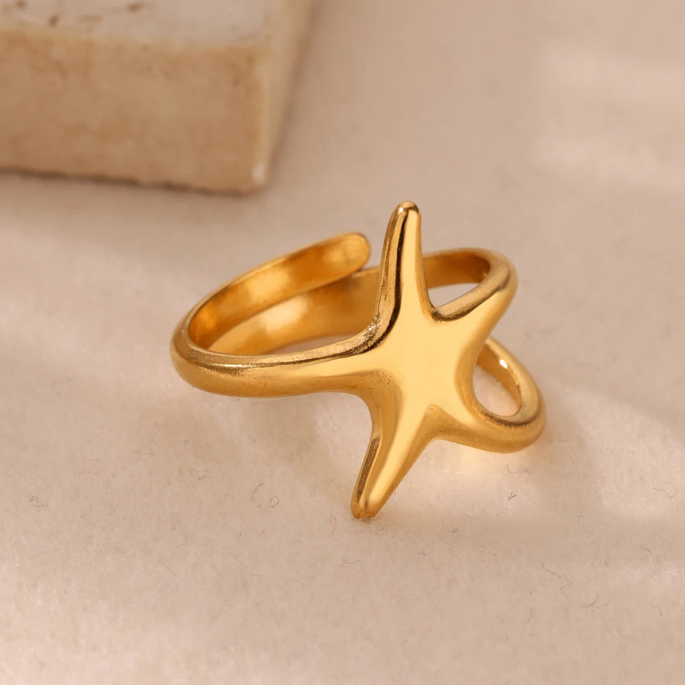 Starfish Shell Open Rings