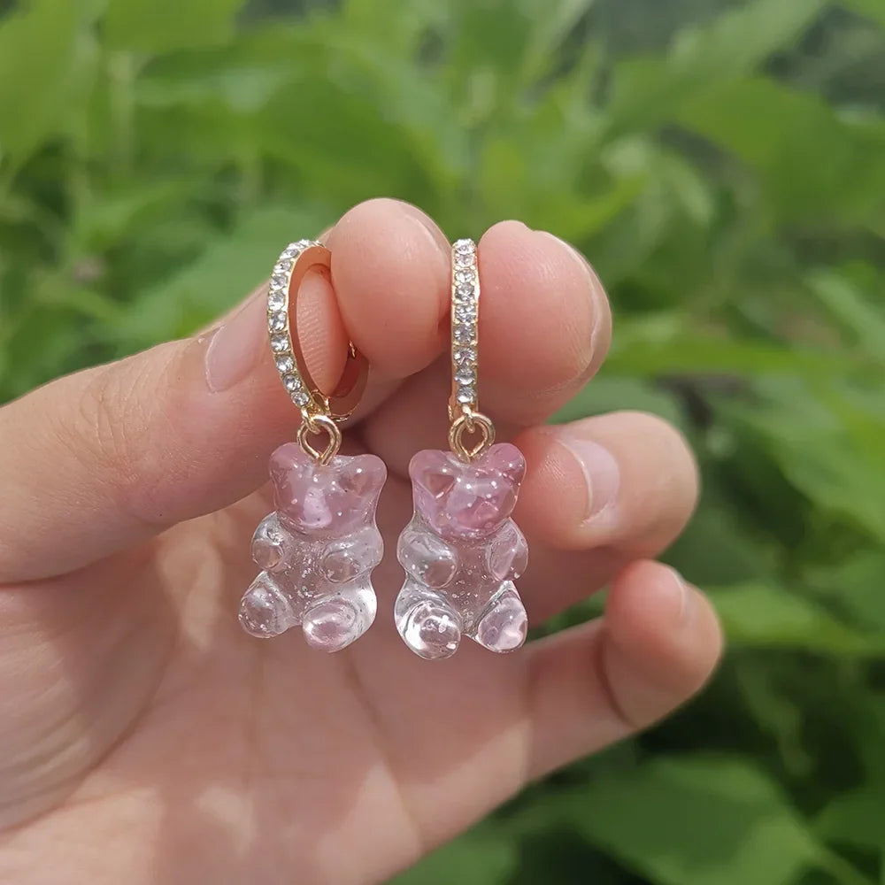 Cute Acrylic Candy Gummy Bear Dangle Earrings