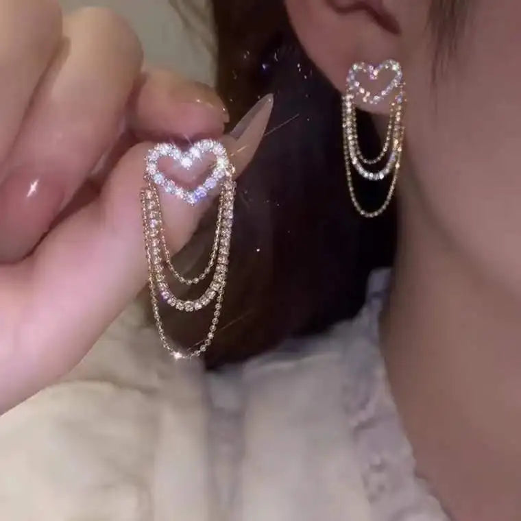 Zircon Butterfly Tassel Earrings