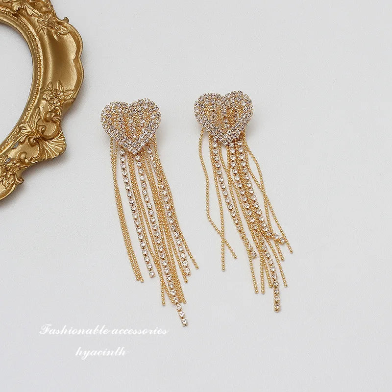 Zircon Butterfly Tassel Earrings