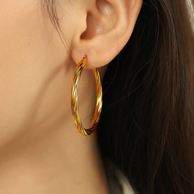Trendy Twisted Round Hoop Earrings
