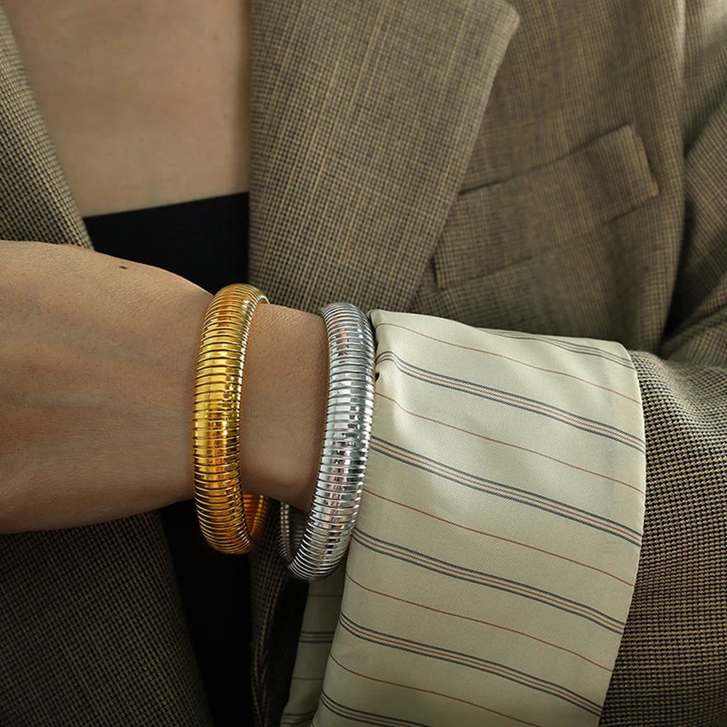 Elastic Texture Flex Snake Chain Cuff Bracelet