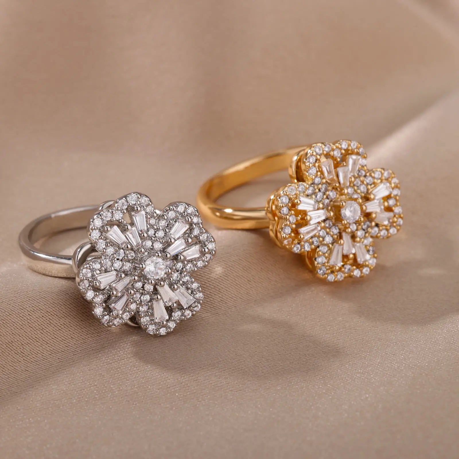 Four Clover Rotating Anxiety Rings