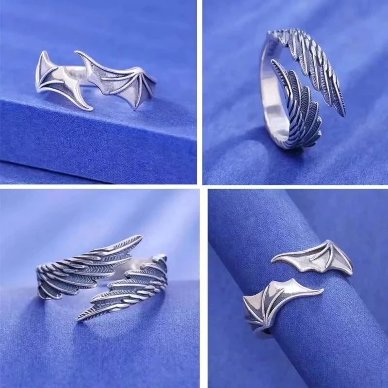 Vintage Angel Devil Wings Adjustable Rings