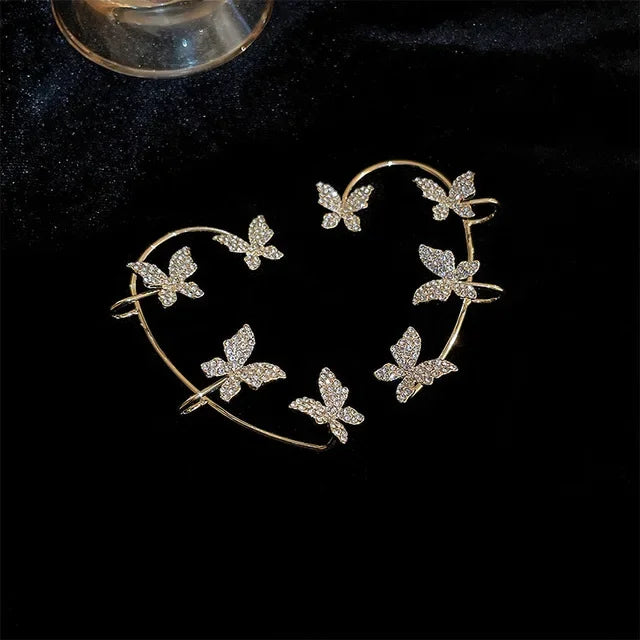 Silver Plated Metal Butterfly Ear Clips
