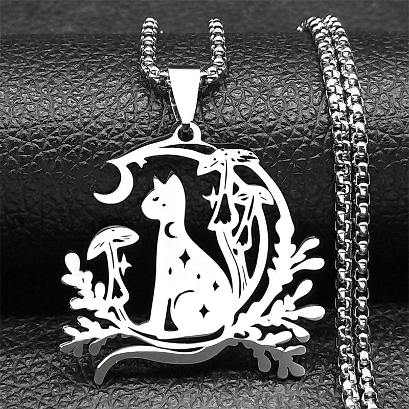 Night Witchcraft Black Cat Pendant Necklace