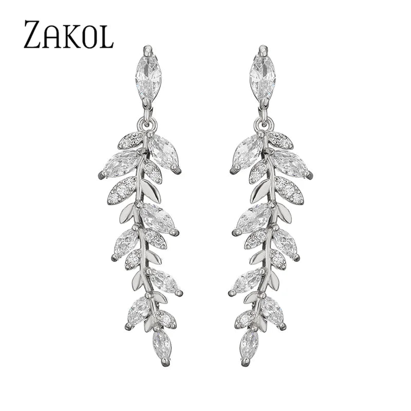 Leaf Zircon Earrings