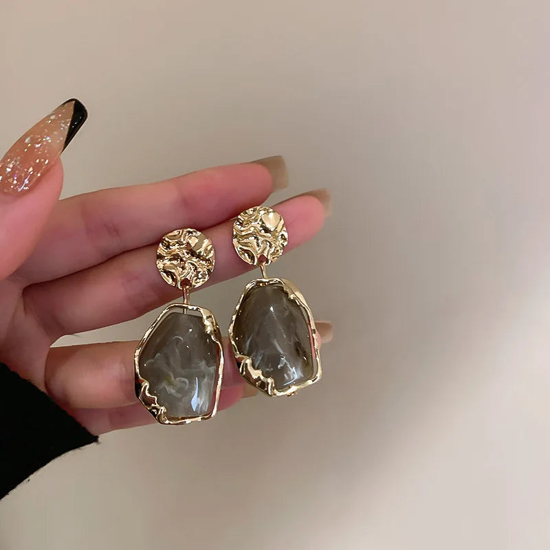 Zircon Square Stone Earrings