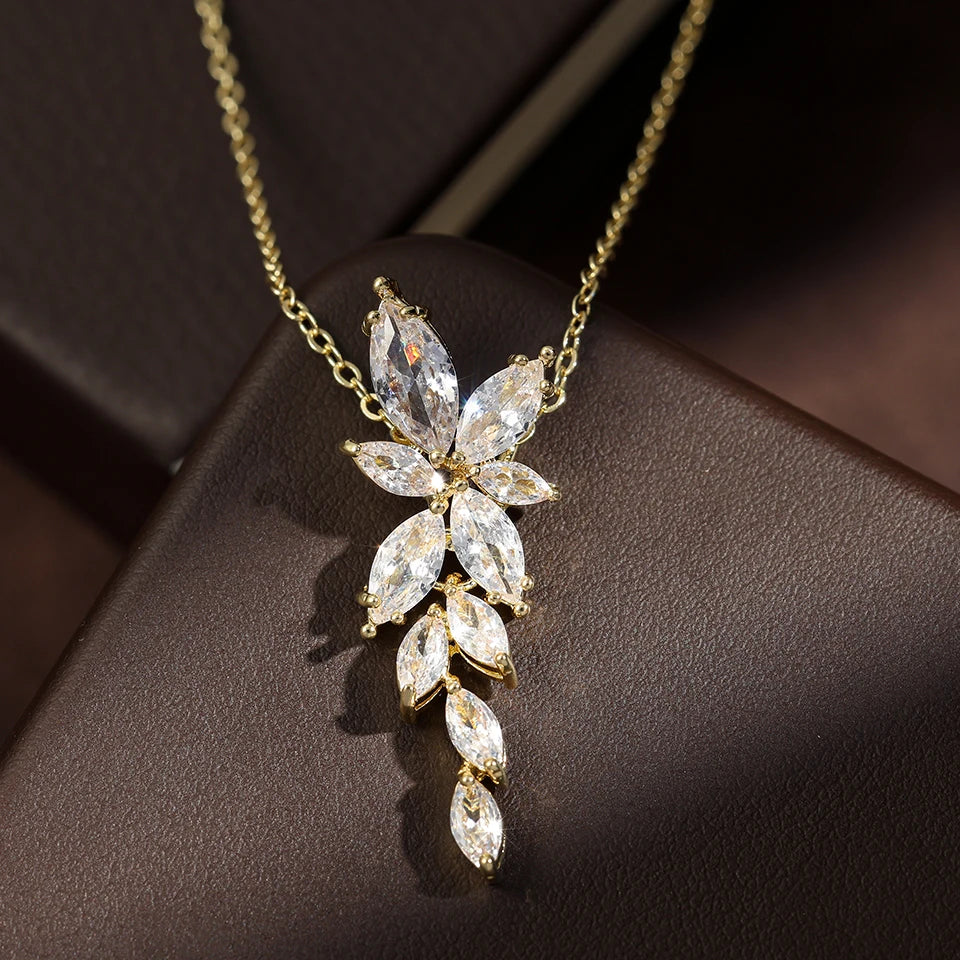 Leaf Zircon Earrings